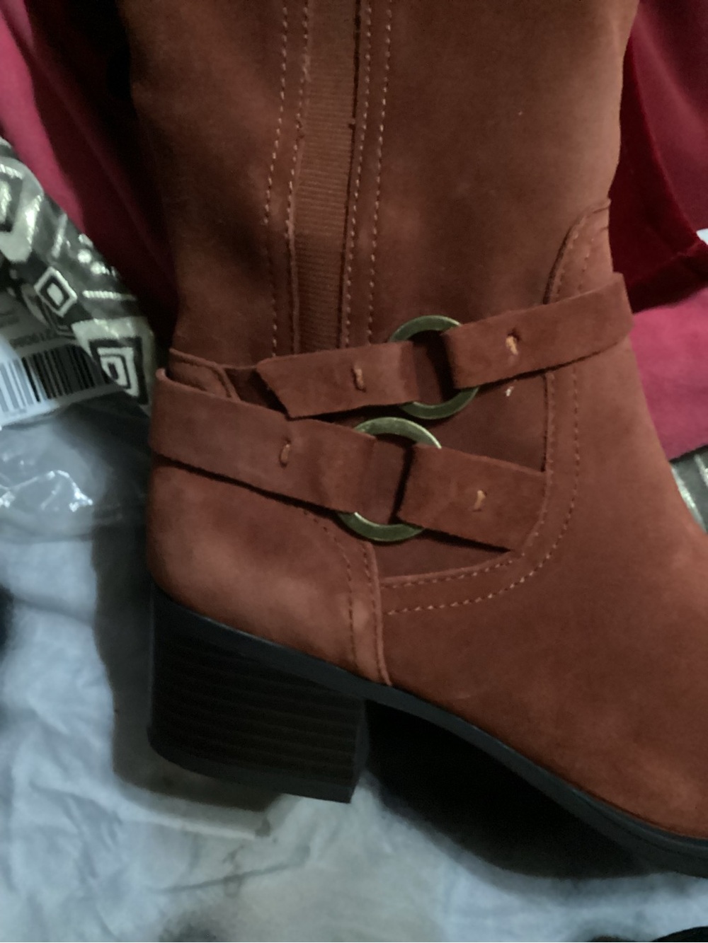 Knee-High Suede Riding Boot in Rust - Picture 3 of 8